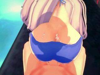 Belfast on bikini fucking on the pool | 3 | Azur Lane | Full & POV on patreon: Fantasyking3