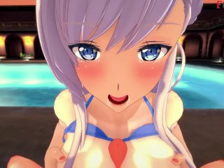 Belfast on bikini sex on the pool | Free POV | Azur Lane | Full & POV on patreon: Fantasyking3