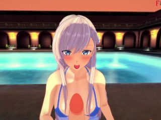 Belfast on bikini sex on the pool | Free POV | Azur Lane | Full & POV on patreon: Fantasyking3