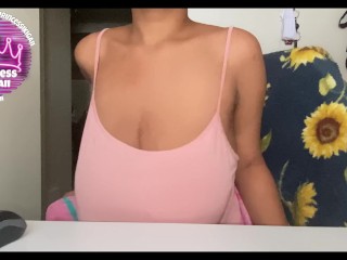 titty worship desk pov accidental flashing nipple areola squeezing caressing topless tease breast