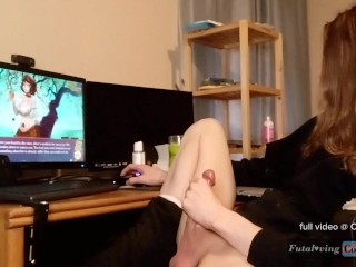 Autistic t-girl Chaser reads tales of androgyny out loud while masturbating