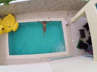 Frolicking In The Pool In My String Bikini Topless!