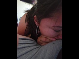 Taking care of daddy's morning wood!