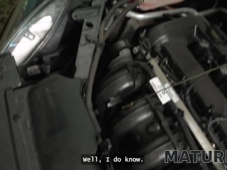 MATURE4K. Mature whore Texas Patti is fucking on top of her car in front of her husband