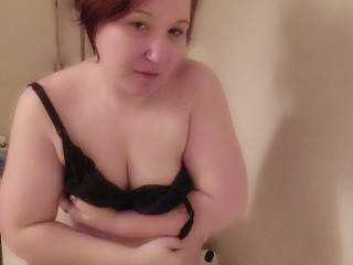 Chubby busty MILF taking shower, soapy, orgasm with water