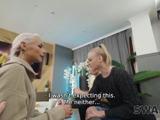 SWAP4K. Feet massage ended up as a hot threesome while her boyfriend was taking a shower