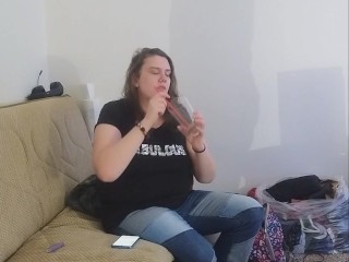 Layla drinks full glass of piss using a straw