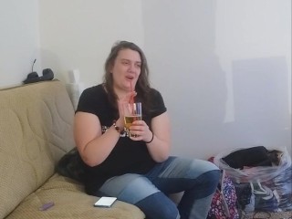 Layla drinks full glass of piss using a straw