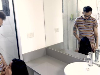 The owner of the apartment discovers us having hot sex