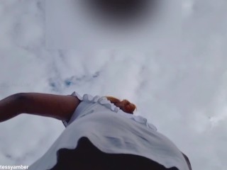 UPSKIRT No PANTIES No BRA in a SEETHROUGH Dress in PUBLIC