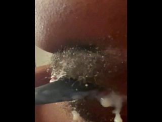 I fucked my creamy hairy pussy w/ my hairbrush after a long day of shopping...[FULL VID LINK IN BIO]