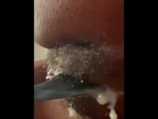 I fucked my creamy hairy pussy w/ my hairbrush after a long day of shopping...[FULL VID LINK IN BIO]