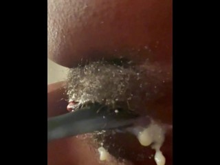 I fucked my creamy hairy pussy w/ my hairbrush after a long day of shopping...[FULL VID LINK IN BIO]