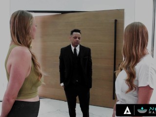 NURU MASSAGE - Two Hot Masseuses Skylar Snow And Jasmine Daze Have A Threesome To Charm A Client