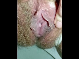 Hairy pussy peeing on your face in the toilet and dripping cream to let you clean with your tongue