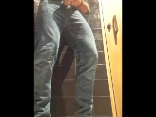 Risky Restaurant Bathroom Quickie masturbstion: Moaning Loud and Cumming Fast
