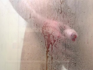 Washing soapy cock in  shower - female pov full video no hands with cumshot