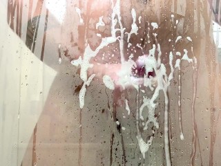 Washing soapy cock in  shower - female pov full video no hands with cumshot