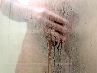 Washing soapy cock in  shower - female pov full video no hands with cumshot