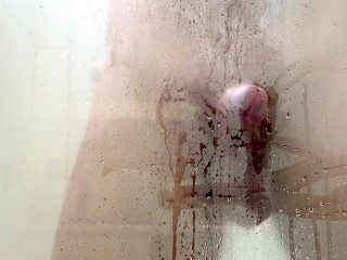 Washing soapy cock in  shower - female pov full video no hands with cumshot
