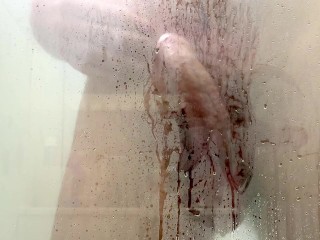 Washing soapy cock in  shower - female pov full video no hands with cumshot