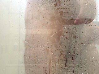 Washing soapy cock in  shower - female pov full video no hands with cumshot