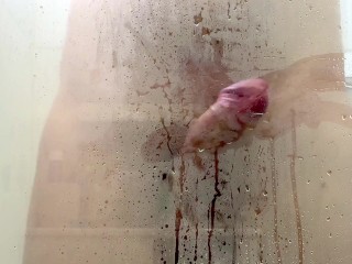 Washing soapy cock in  shower - female pov full video no hands with cumshot