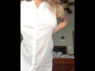 Hot girl teases you with big titties through sheer nightgown