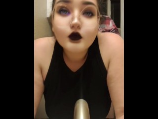 Young Chubby goth slut gets bent over and fucked hard by old man