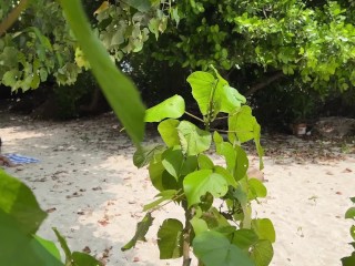 Public Pickup Stepmom and Stepdaughter on Beach - Risky Dick Flashing