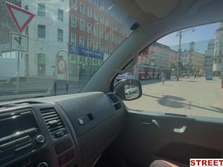 STREETFUCK Slim Fit Blonde needs some adrenalin and stop a car on the street to fuck