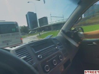 STREETFUCK Slim Fit Blonde needs some adrenalin and stop a car on the street to fuck