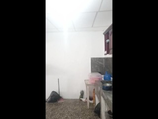 Cute and sexy woman cooking naked