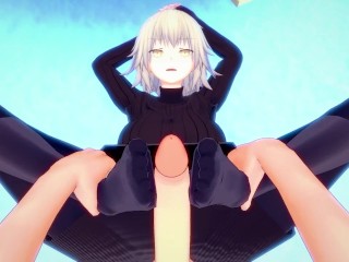 POV Hentai Footjob from Jeanne d'Arc from Fate/Grand Order