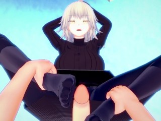 POV Hentai Footjob from Jeanne d'Arc from Fate/Grand Order