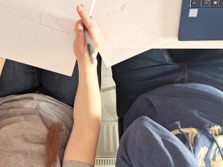 Got bored in school and had some fun - Classroom handjob and messy cumshot for a boy toy