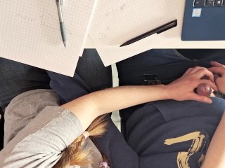 Got bored in school and had some fun - Classroom handjob and messy cumshot for a boy toy