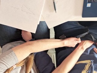 Got bored in school and had some fun - Classroom handjob and messy cumshot for a boy toy