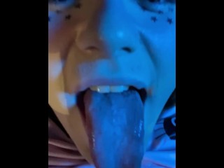 20 y/o Trans Slut Self-Facial and Swallow 💦