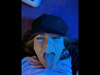 20 y/o Trans Slut Self-Facial and Swallow 💦