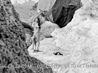 BEACH HANDJOB: during my exhib trip I find the two girls flashed in the parking lot