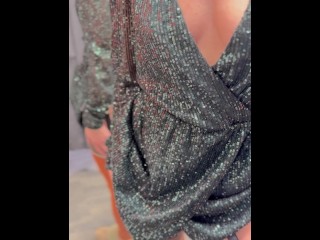 In the store I try on clothes and undress. Without panties in stockings.