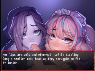 HAREM In Another World [ Hentai Game ] Ep.19 GHOST and MAID DOUBLE BLOWJOB contest !