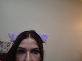 petite small titts goth kitten plays with cock POV