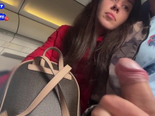 I Can't Wait and i Want to Jerking Off his Cock Right on Plane Full of People! - Public Flashing