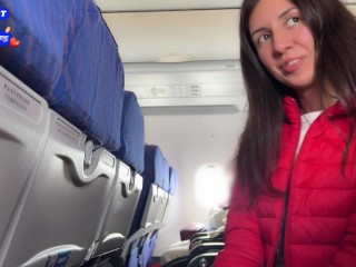 I Can't Wait and i Want to Jerking Off his Cock Right on Plane Full of People! - Public Flashing