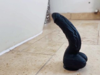 I squeeze a huge BBC Dildo inside me