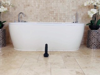 I squeeze a huge BBC Dildo inside me