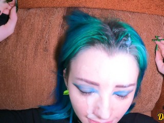 Cute blue haired student enjoys anal sex after school