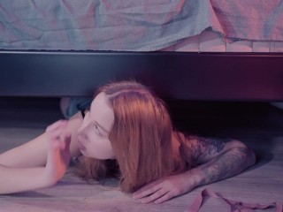 Shares bed with Step Mom while Step Sister hides under the Bed